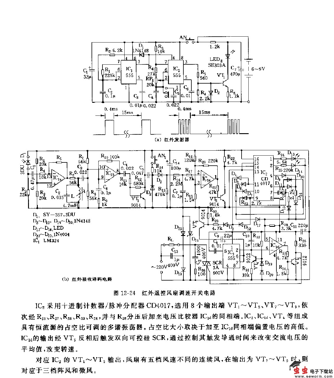 红外遥控风扇调速开关电路_电路图分享 红外遥控风扇调速开关电路 - 遥控控制 - 虫虫电子下载站