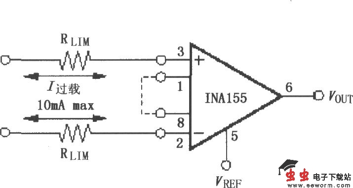 由INA155／156构成的输入电流保护电路