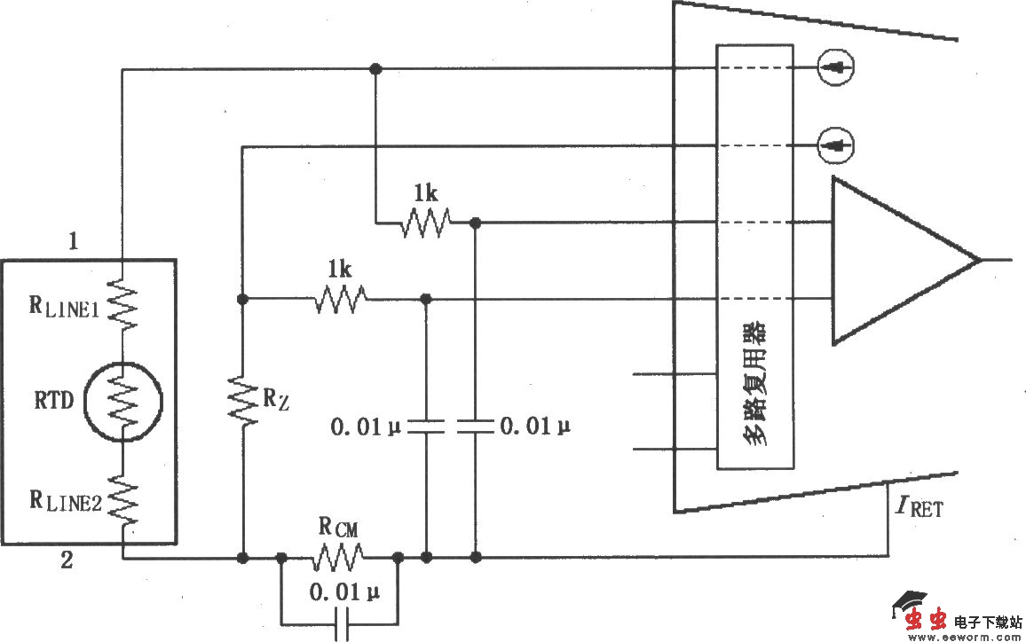 两线RTD连接电路(XTR108)