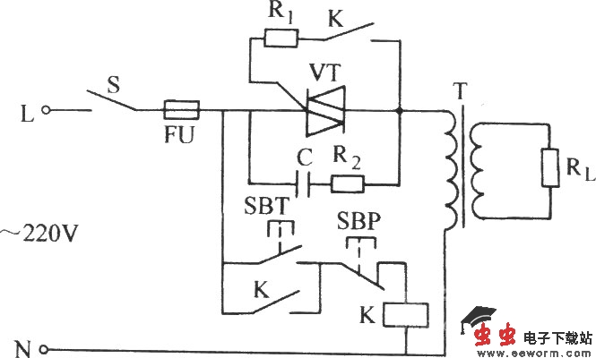 双向晶闸管对单相电感性负载控制电路