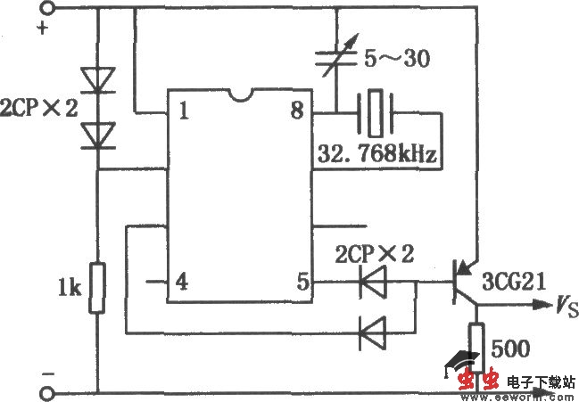 石英电子钟集成电路组成的定时电路