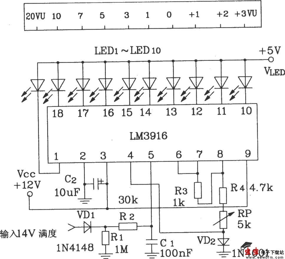 M3916构成VU计电路