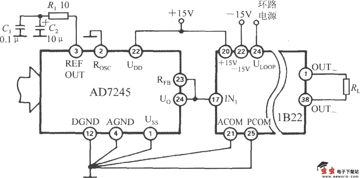 D／A转换器的电流环接口(隔离式可编程电压/电流传感器1B22)