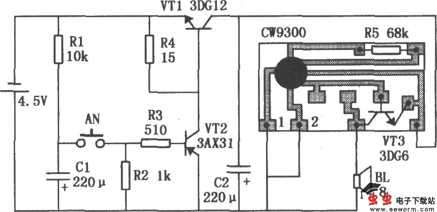 CW9300组成的定时门铃电路