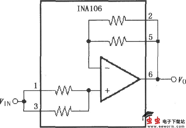 增益为11的精密缓冲电路(INA106)