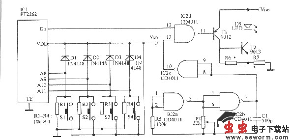 用于红外遥控的40kHz载波信号振荡电路