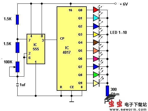 十路追逐式闪光电路