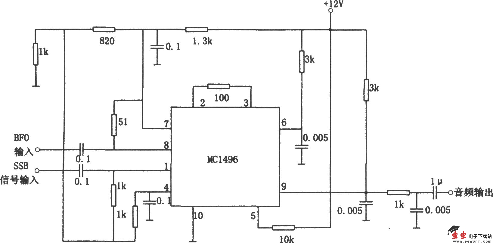 MC1496构成的乘法检波器
