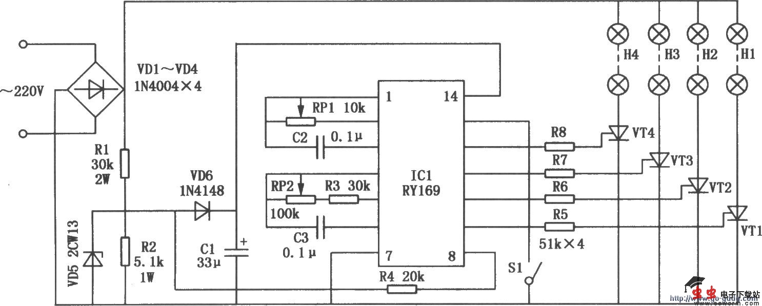RY169构成的节日闪烁彩灯