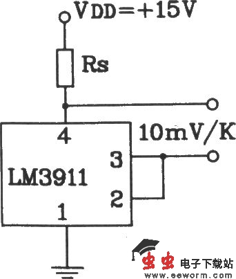 由LM3911单片温度控制集成电路构成单电源测温电路