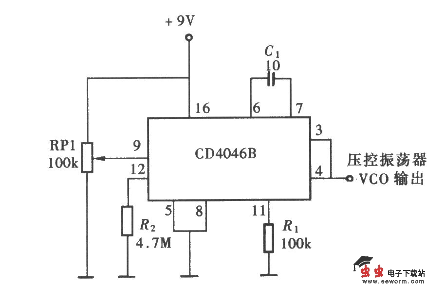 用CD4046组成的限定频段振荡器
