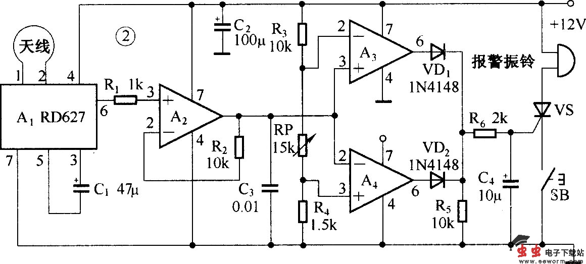 利用RD627构成的微波报警电路