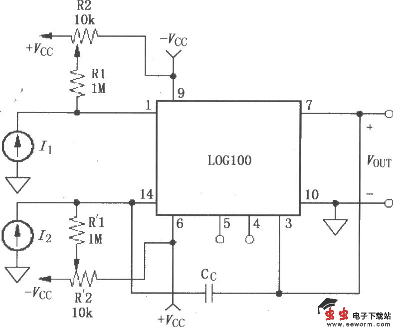 对数和对数比率放大器LOGl00的偏流调零电路