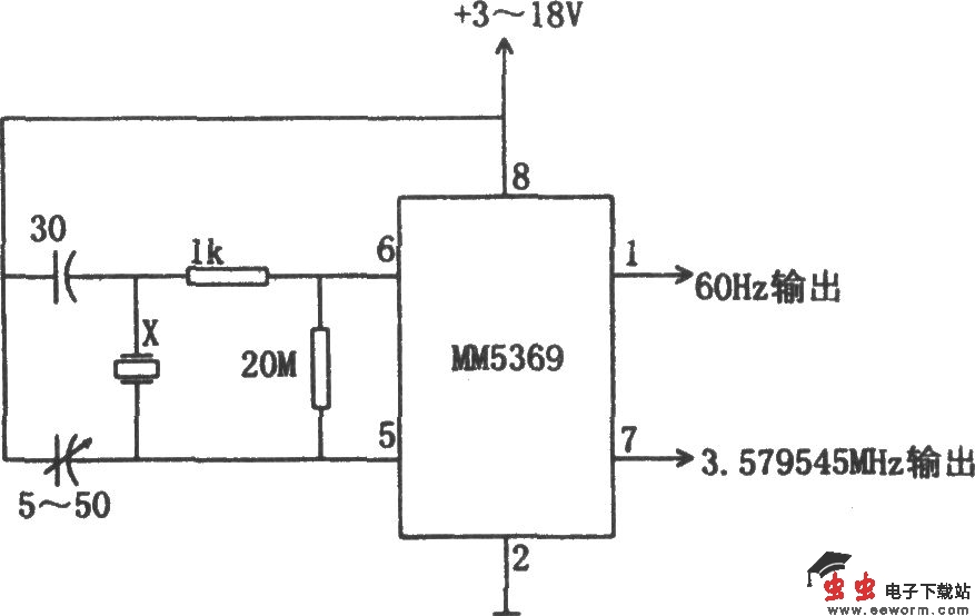 MM5369构成的60Hz时基发生器