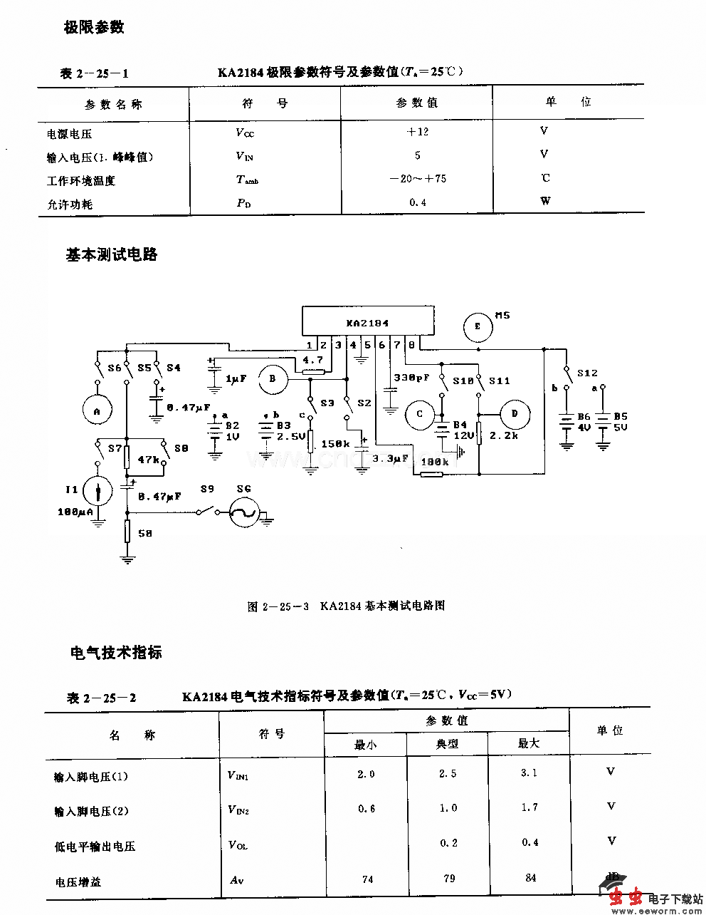 KA2184 (电视机和录像机)遥控接收前置放大电路