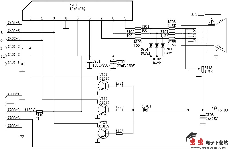 视放电路：TDA6108