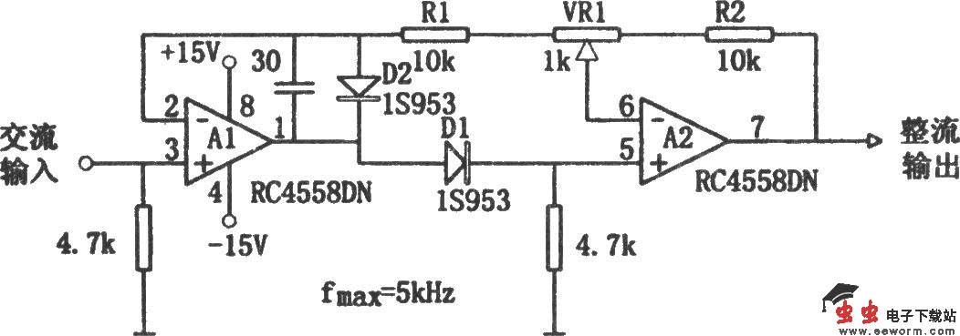 调节简单的高输入阻抗双波线性检波电路(RC4558DN)