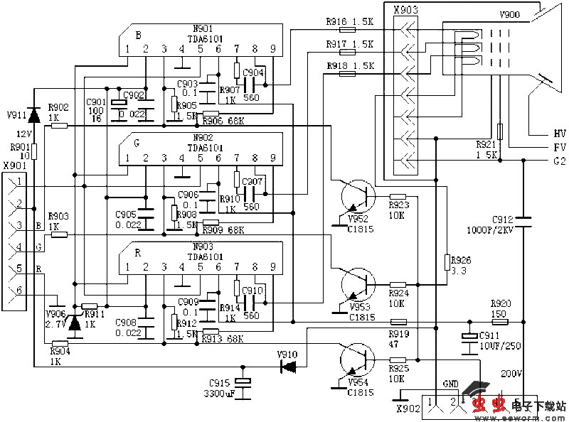视放电路：TDA6101