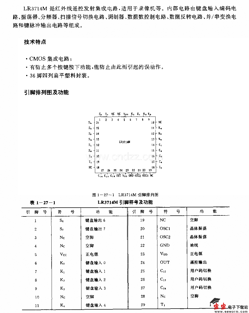 LR3714M(录像机)红外线遥控发射电路