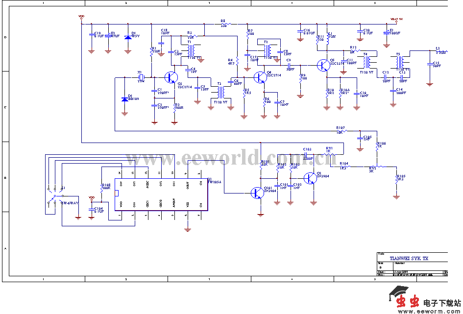 遥控飞机发射电路原理图