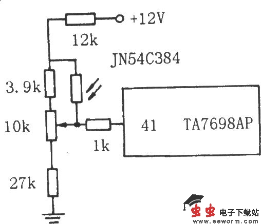 由光敏电阻组成的电视自动亮度调节电路图