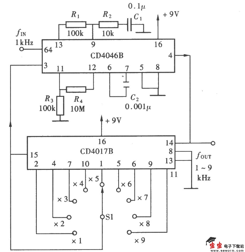 用CD4046组成的频率合成器
