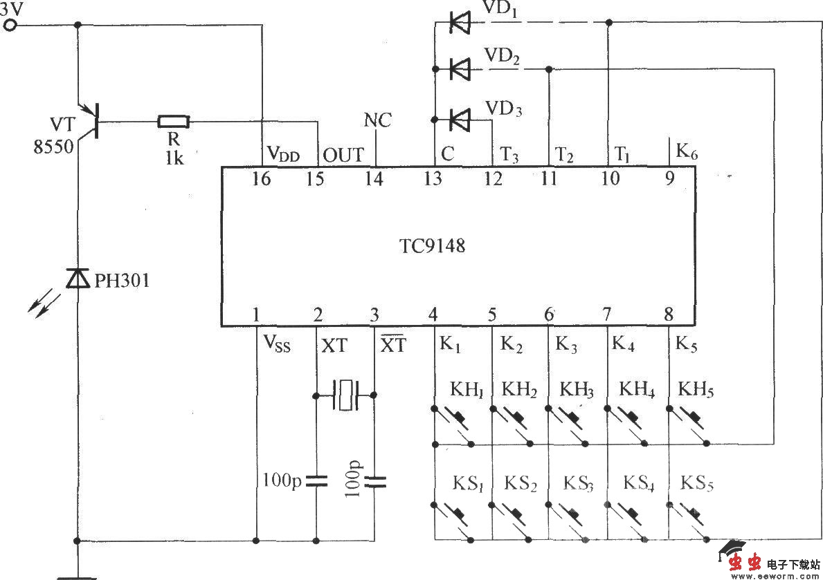 由TC9148组成的编码发射电路