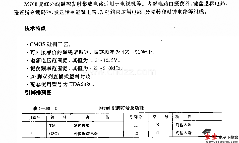 M708(电视机)红外线遥控发射电路