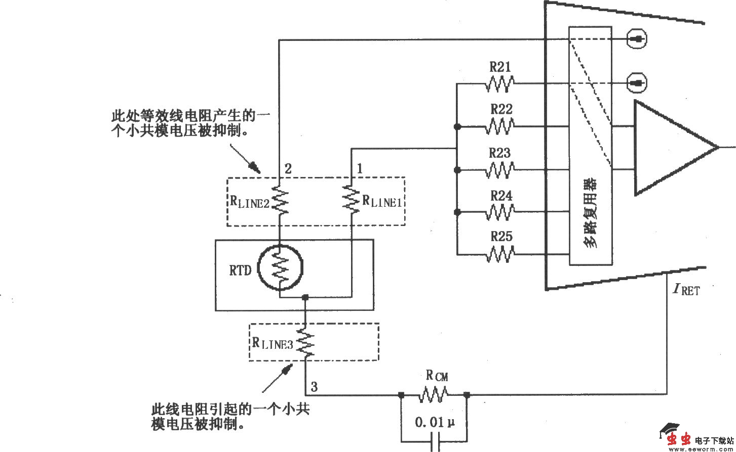 XTR108三线RTD连接电路