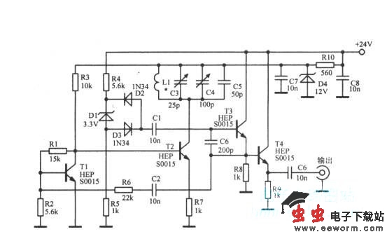 稳定的3.5～3.8MHzVF振荡器