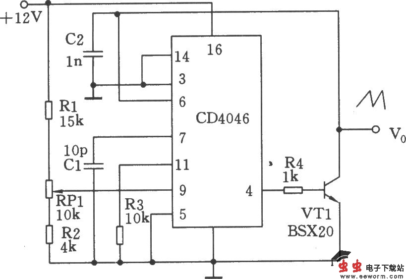 由CD4046构成的斜波发生器