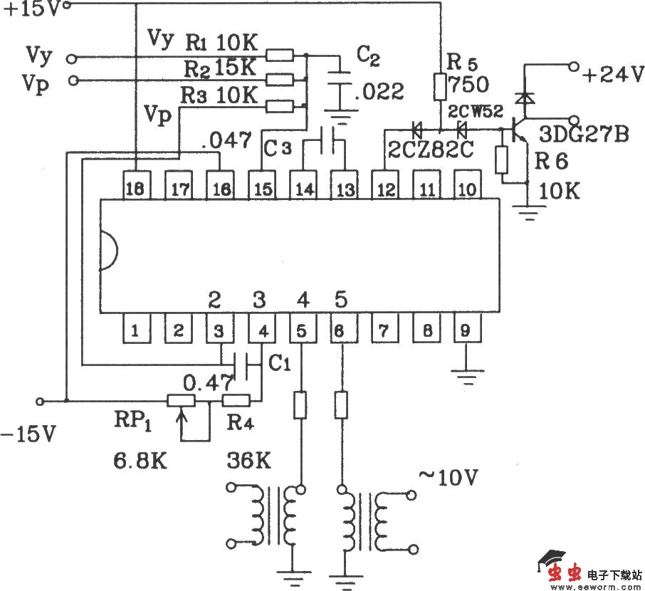 可控硅移相触发器KC001应用电路图