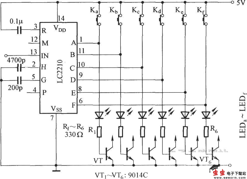 LC2210的输出连接方式