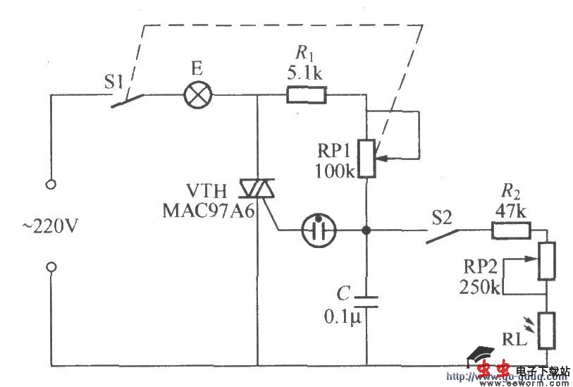 具有稳光功能的晶闸管调光灯电路(1)