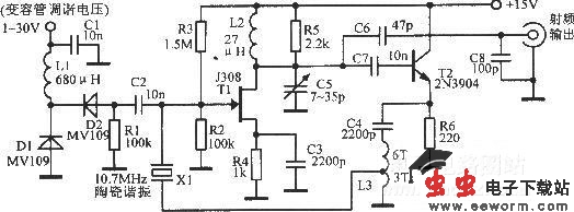 使用陶瓷振子的压控振荡器