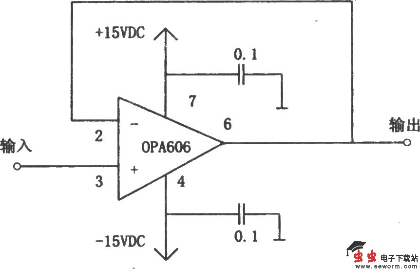OPA606构成的12MHz宽带缓冲器