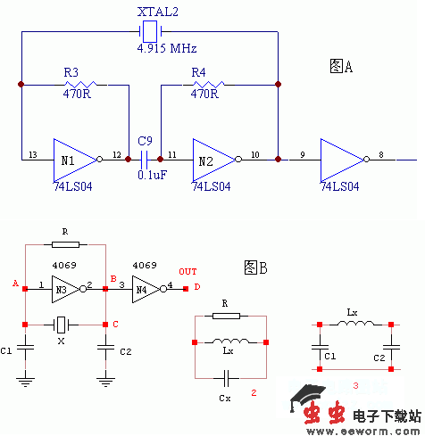 门电路构成的晶体并联谐振振荡器