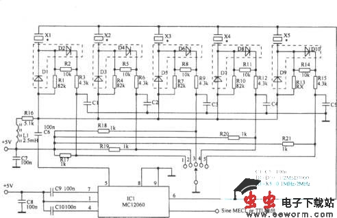 利用开关二极管构成频率可变晶体振荡器