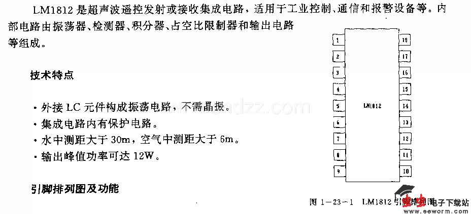 LJMl812(工业控制、通信和报警设备)超声波迢控发射或接收电路