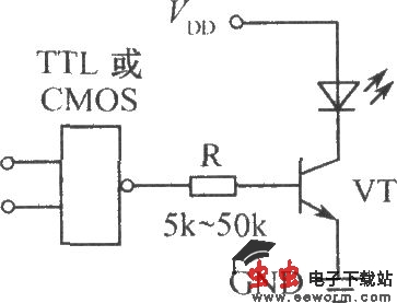数字电路控制闪烁发光二极管的电路图