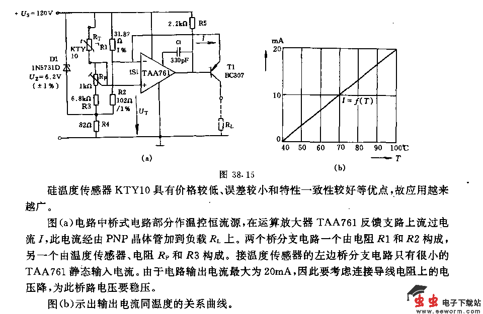 采用硅温度传感器KTYlo的温度调节接口电路