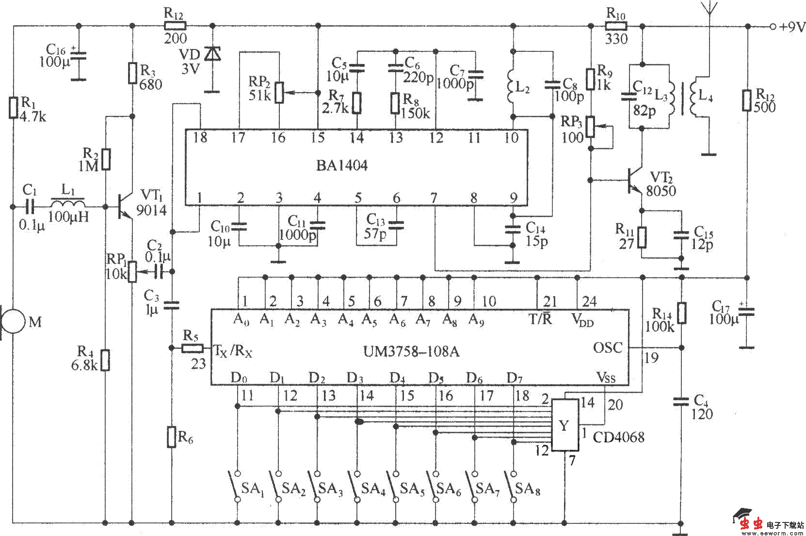 小型无线呼叫系统(BA1401/TDA7010T)