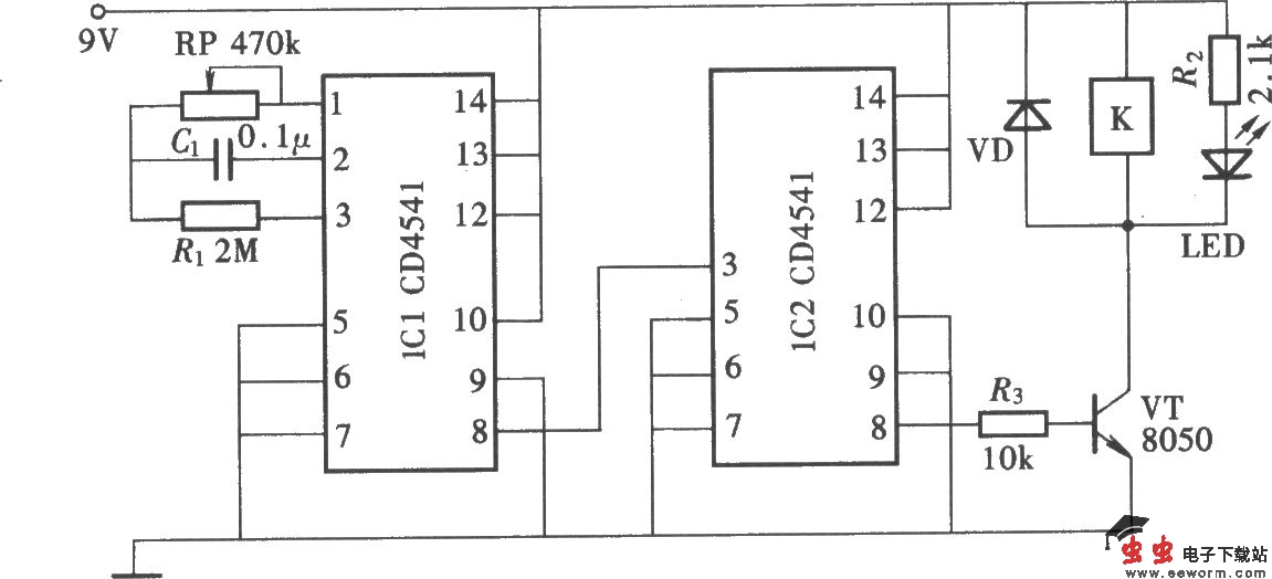 用CD4541组成的长延时定时电路
