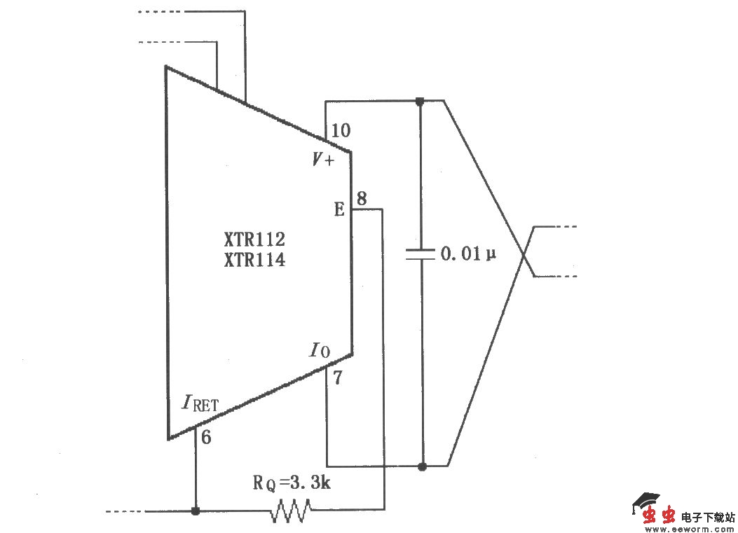 XTR112/114不用外部晶体管的电路