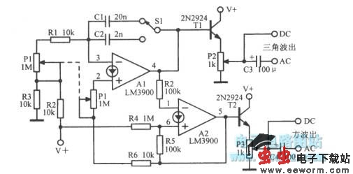 可变方波一三角波振荡器