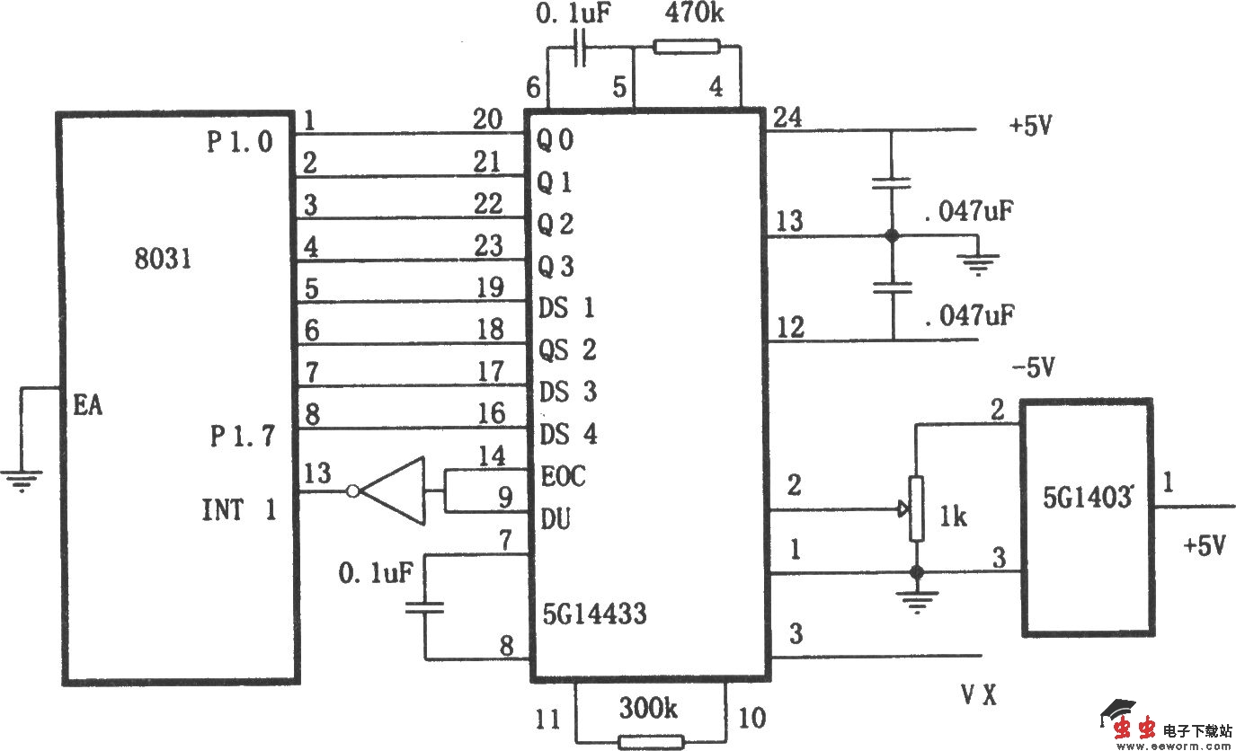 A/D转换器5G14433与微处理机的接口电路