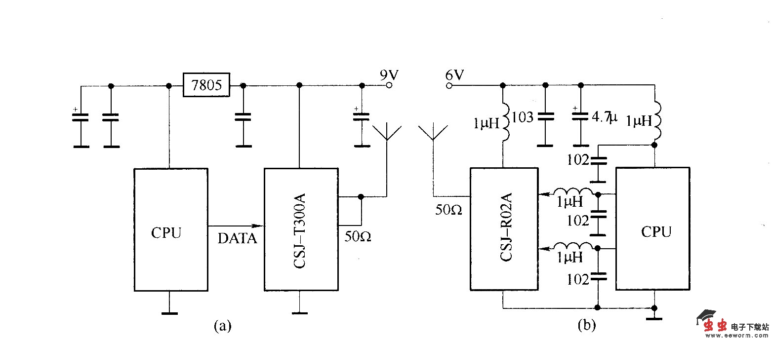 CSJ-T300A/CSJ-R02A与单片机组成的电路