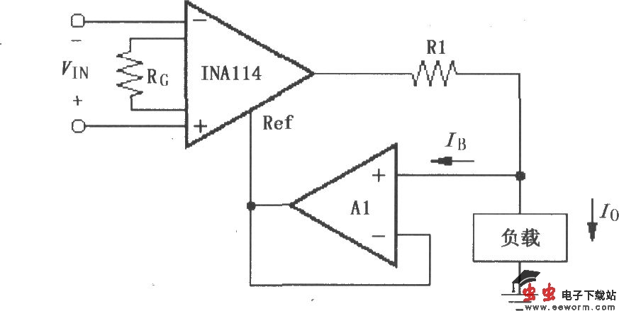 INA114构成的差动电压-电流变换电路
