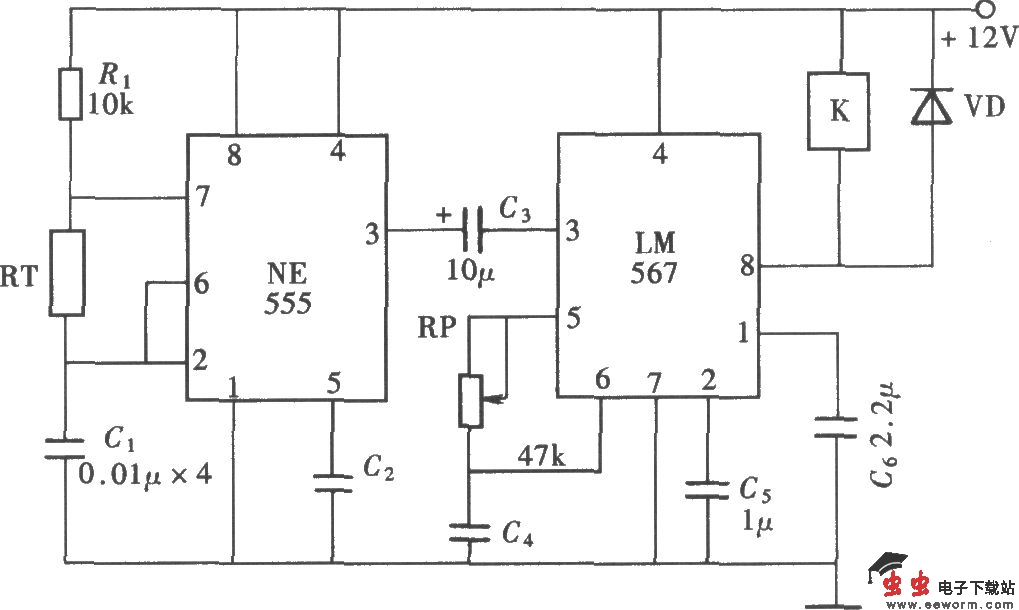 由NE555、LM567组成的温频转换式温控器