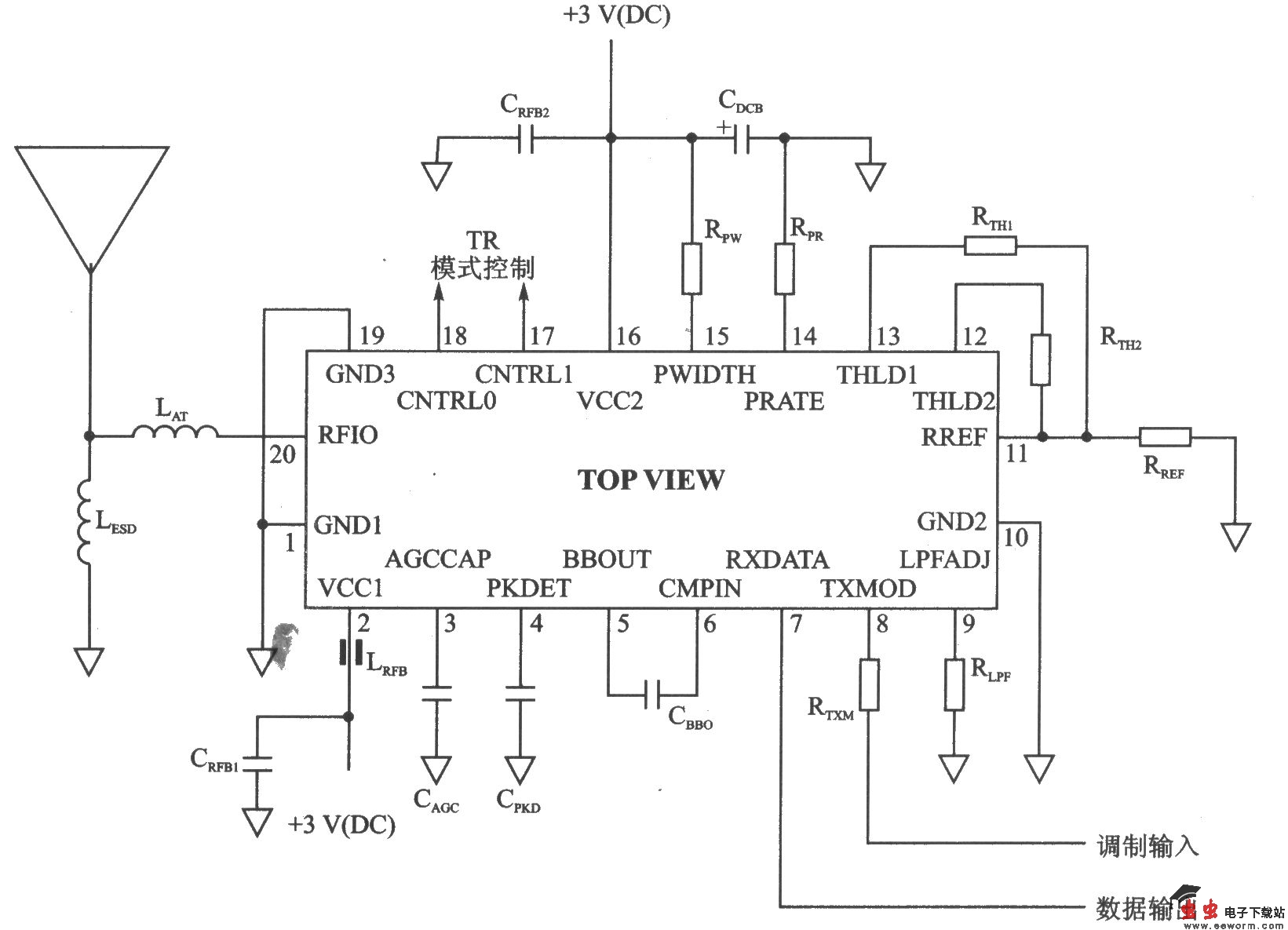 TR3003 00K/ASK 304.025～303.625 MHz收发器